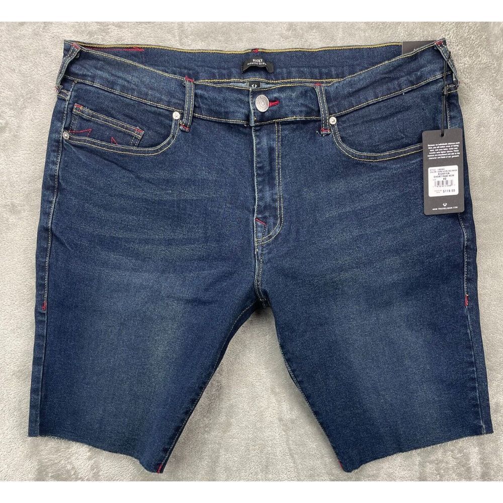 NWT‎ True Religion Men's Ricky Relaxed Straight Shorts 40 Raw Hem Stretch